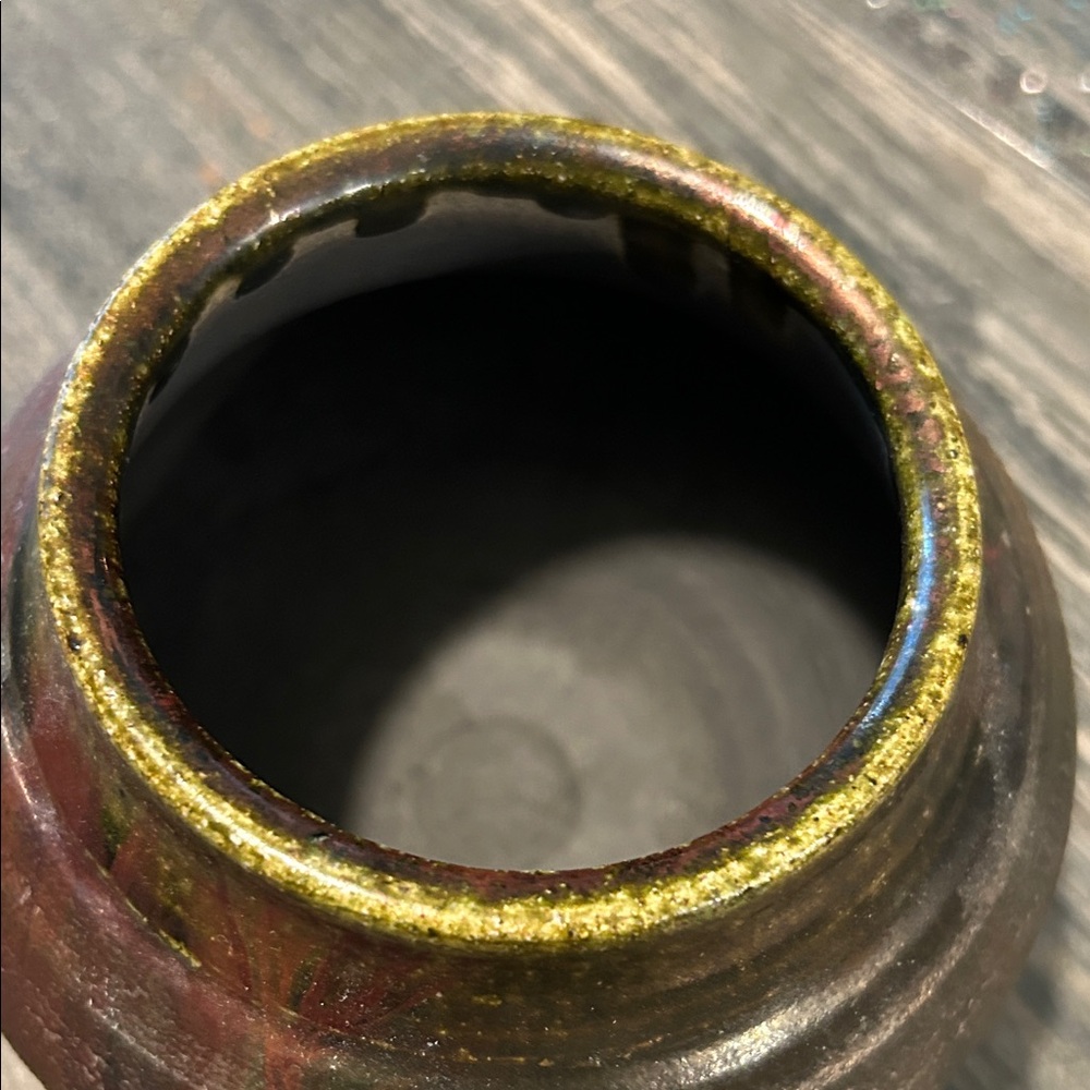 Handcrafted Iridescent Raku Pottery Vase - Multicolor - Picture 5 of 14